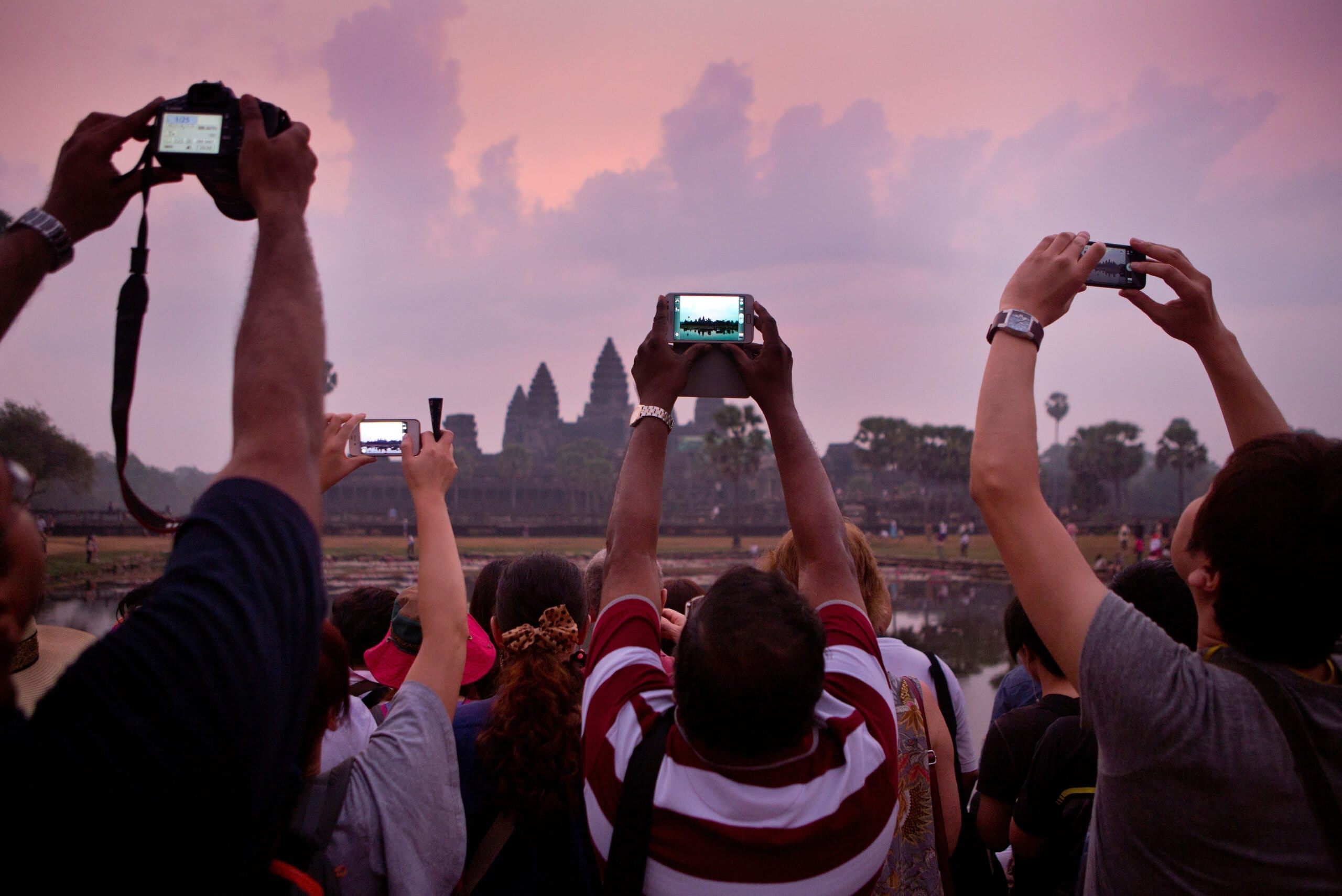 Taking a picture of Angkor Wat Sunrise