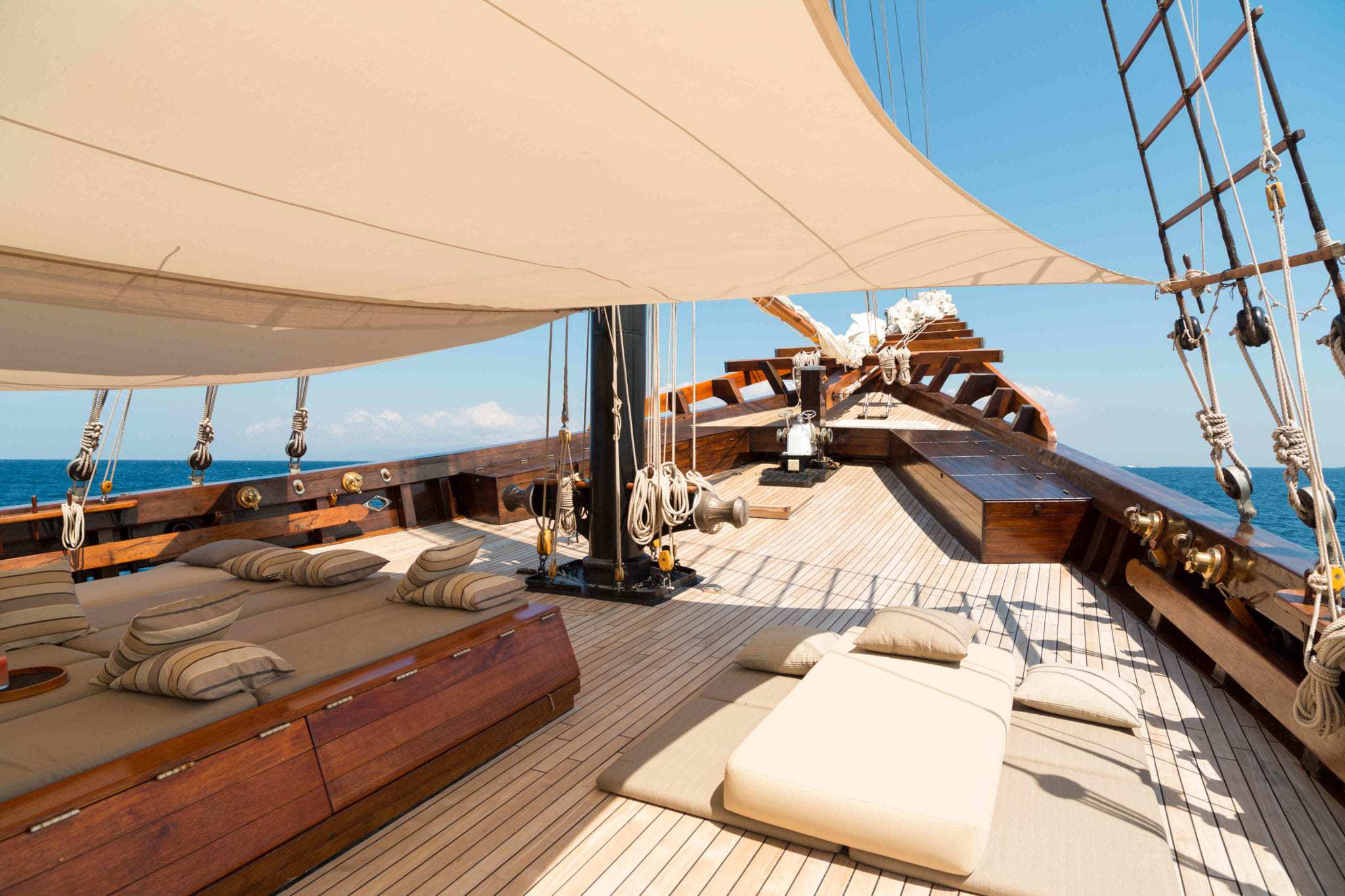 top deck on the amandira yacht aman hotel in indonesia