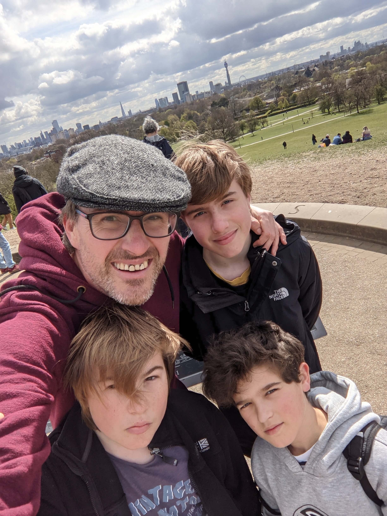 Family selfie on Primrose Hill in London