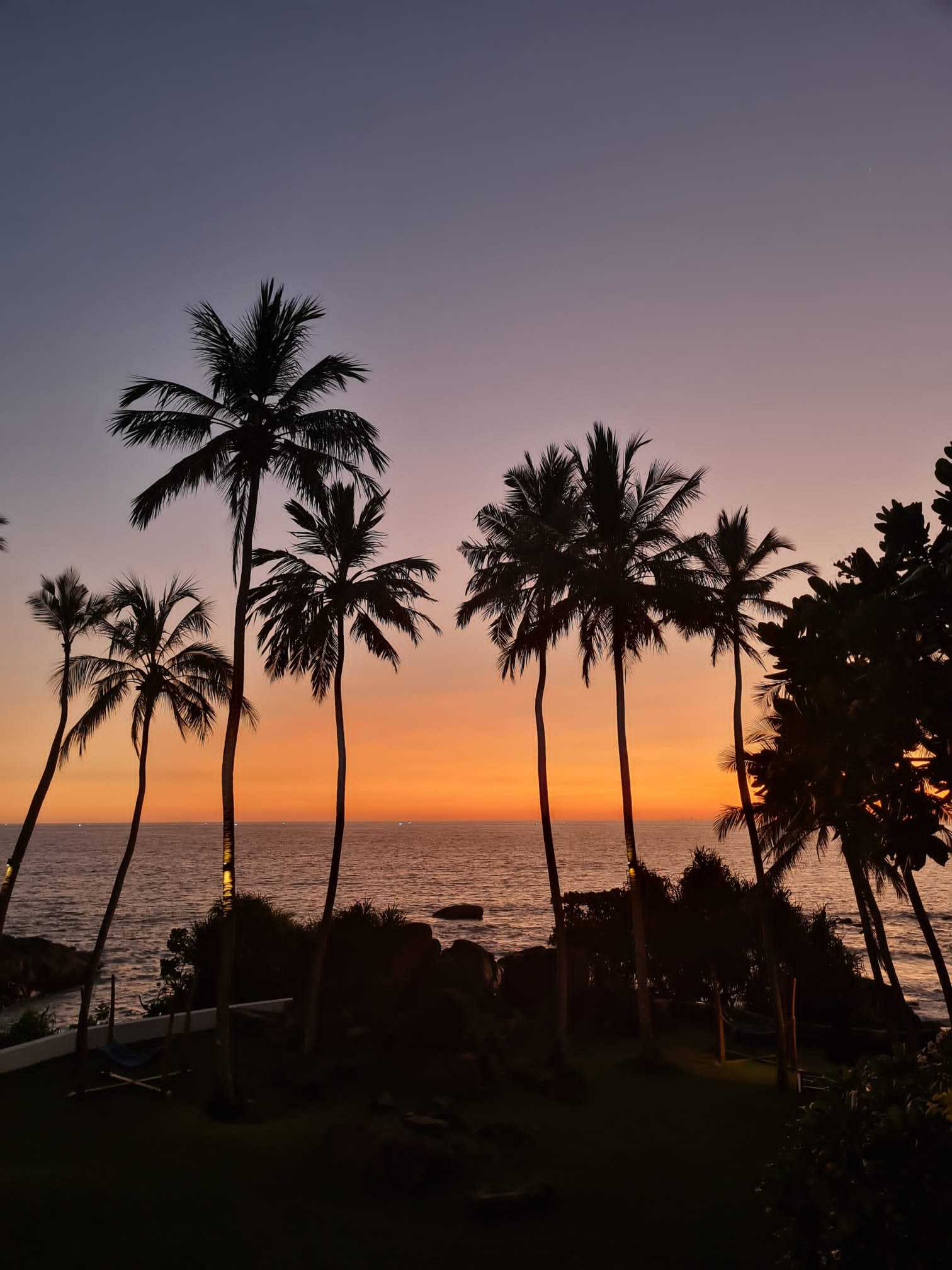 Beautiful sunset overlooking beach in Bentota