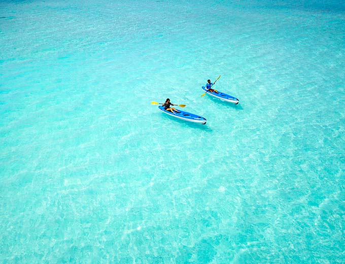 Tropical turquoise waters in a Maldives lagoon