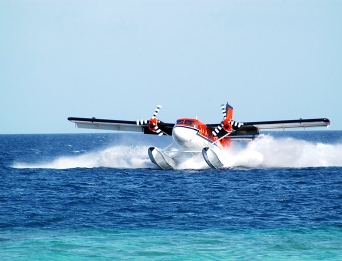 Seaplane transfer in the Maldives