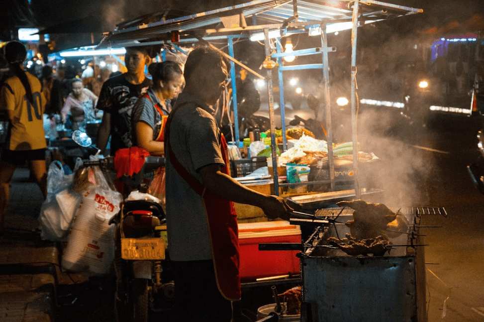 Street food trader in Laos