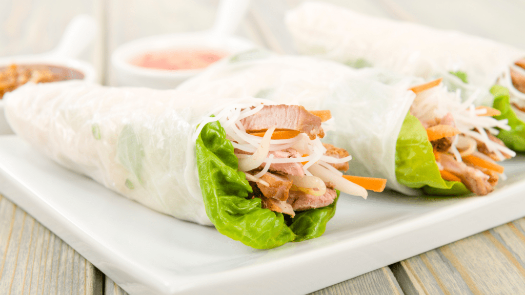 Crispy translucent spring rolls from Vietnam.