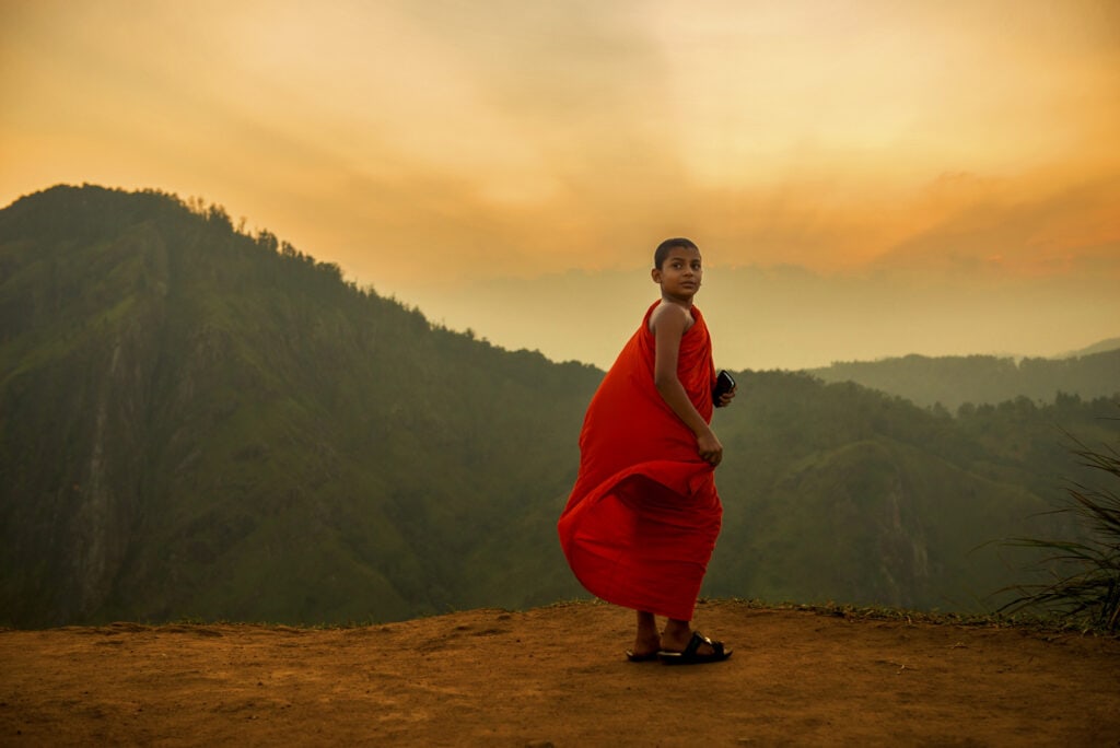 Monk at Sunrise in Ella Sri Lanka