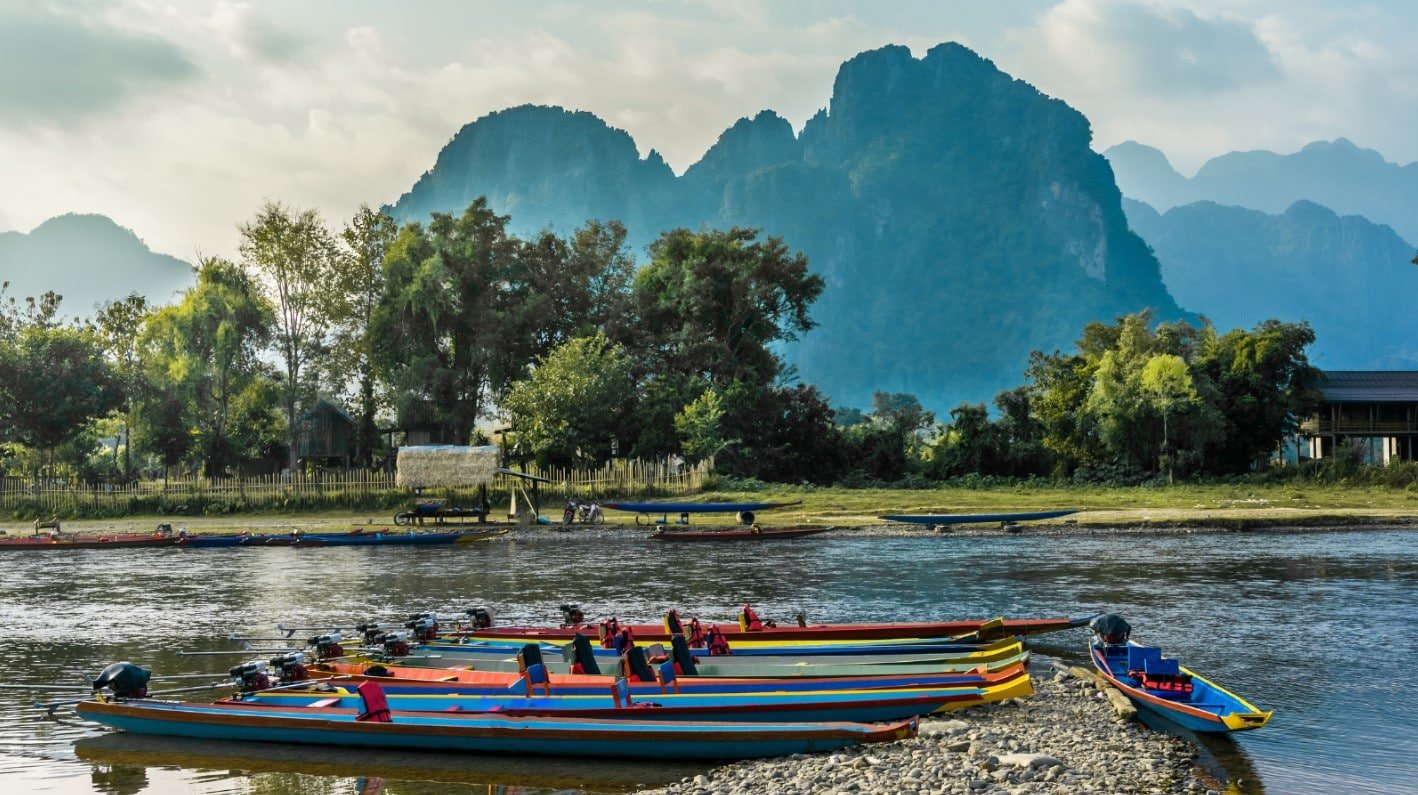 Nam Song River Landscape in Laos