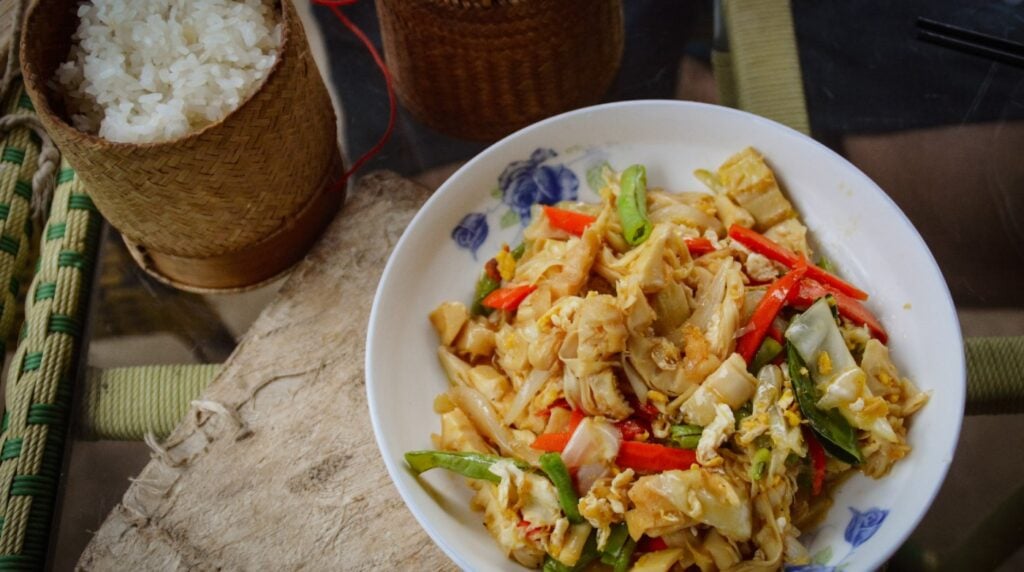 Traditional Lao dish served with sticky rice