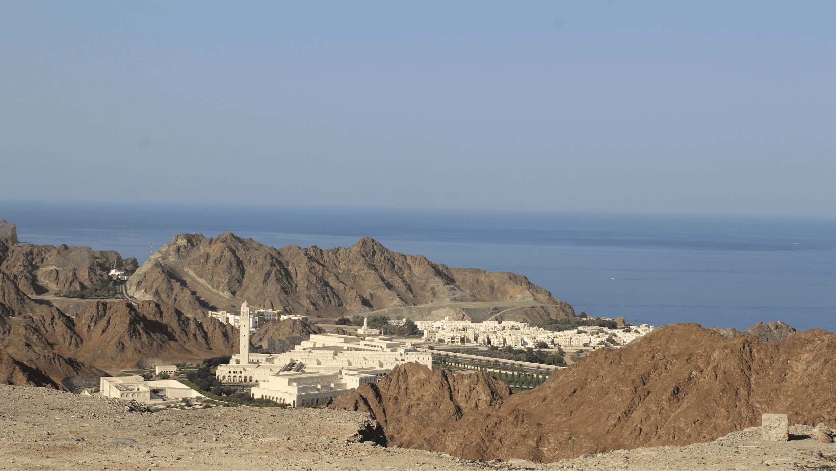A view of Qantab beach and town from a nearby mountain.