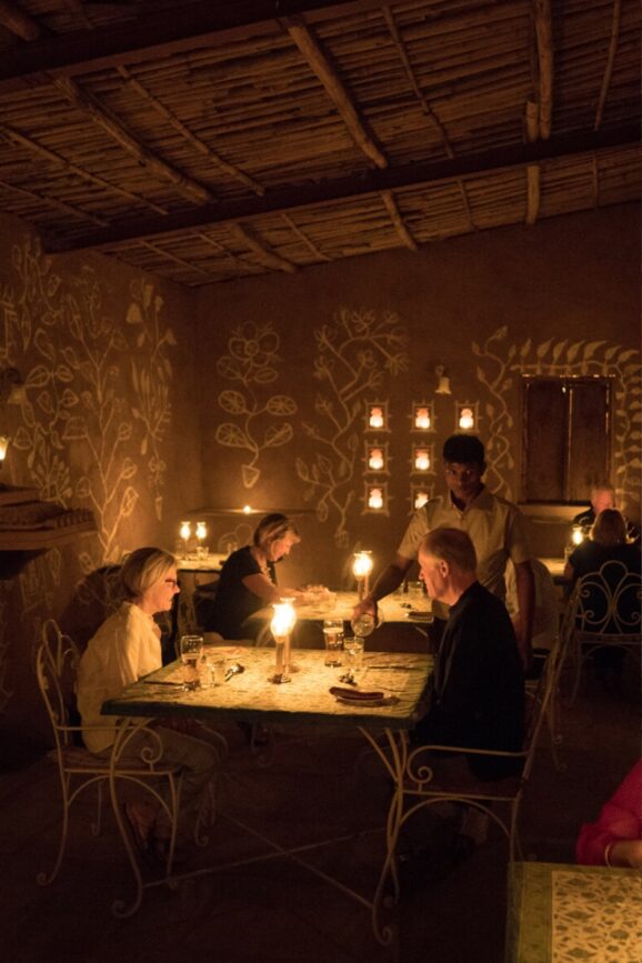 Candle-lit dining, Chanoud Garh, Rajasthan, India, Heritage Hotel
