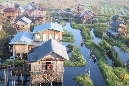 Hot Air Balloon Over Inle