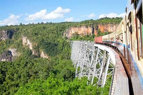 Train across Gotkeik Viaduct