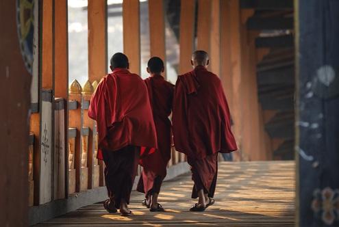 Butter Lamps and Monk Blessing