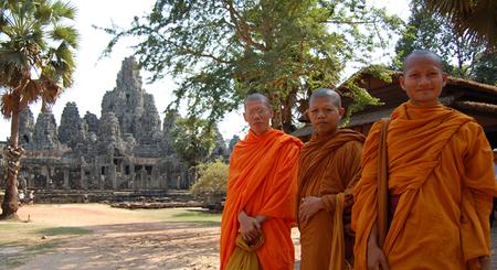 Cambodia - Monks in front of Angkor Wat