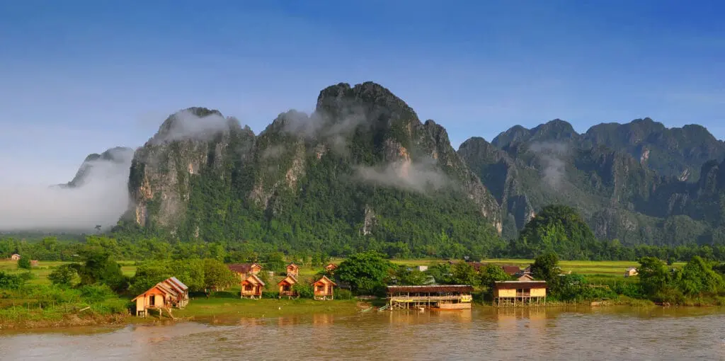 View of Vang Vieng, Laos