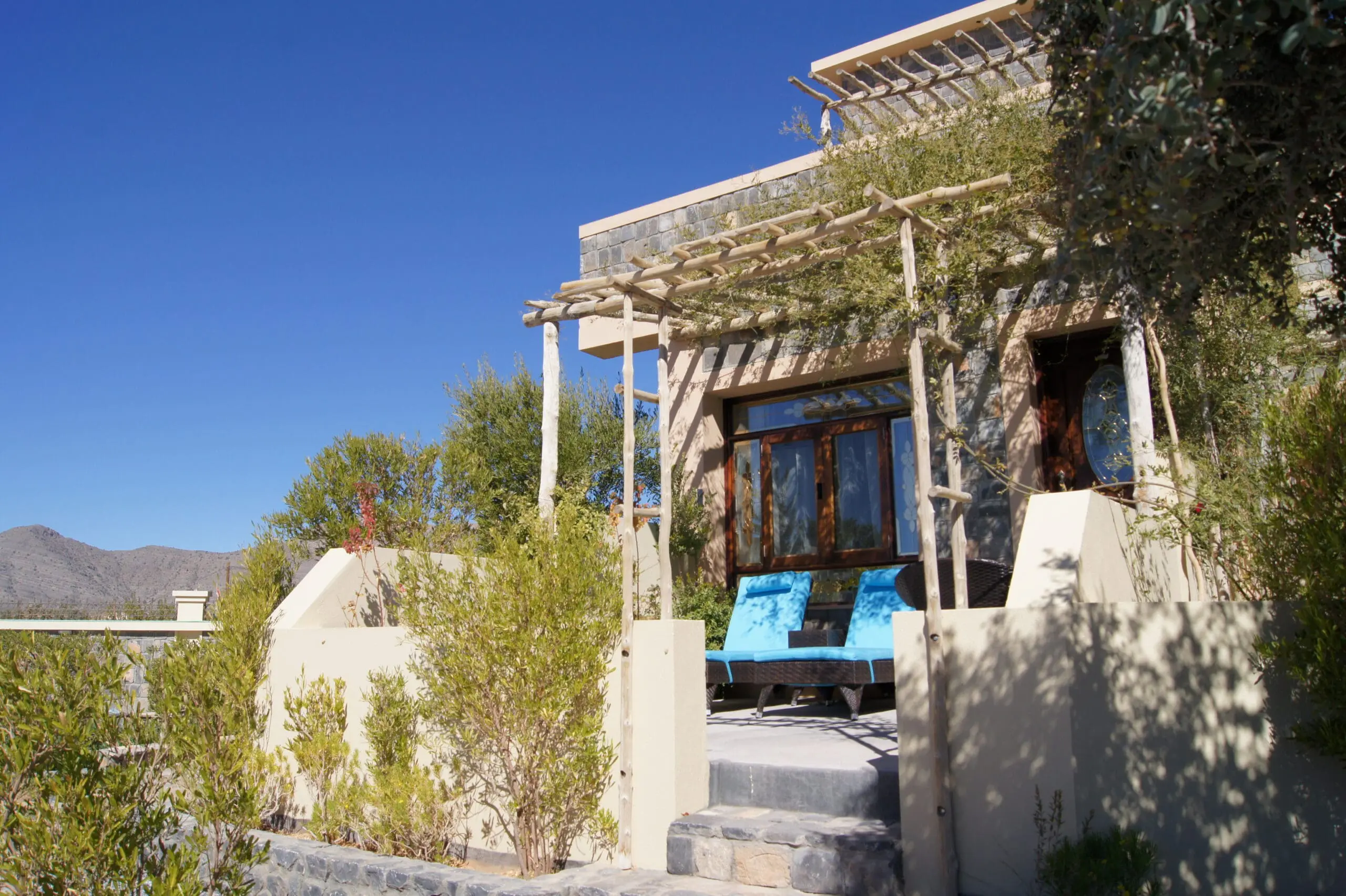 Sahab Resort outside balcony by pool