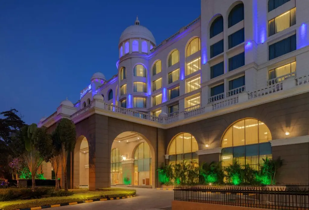 exterior at night radisson blu mysore