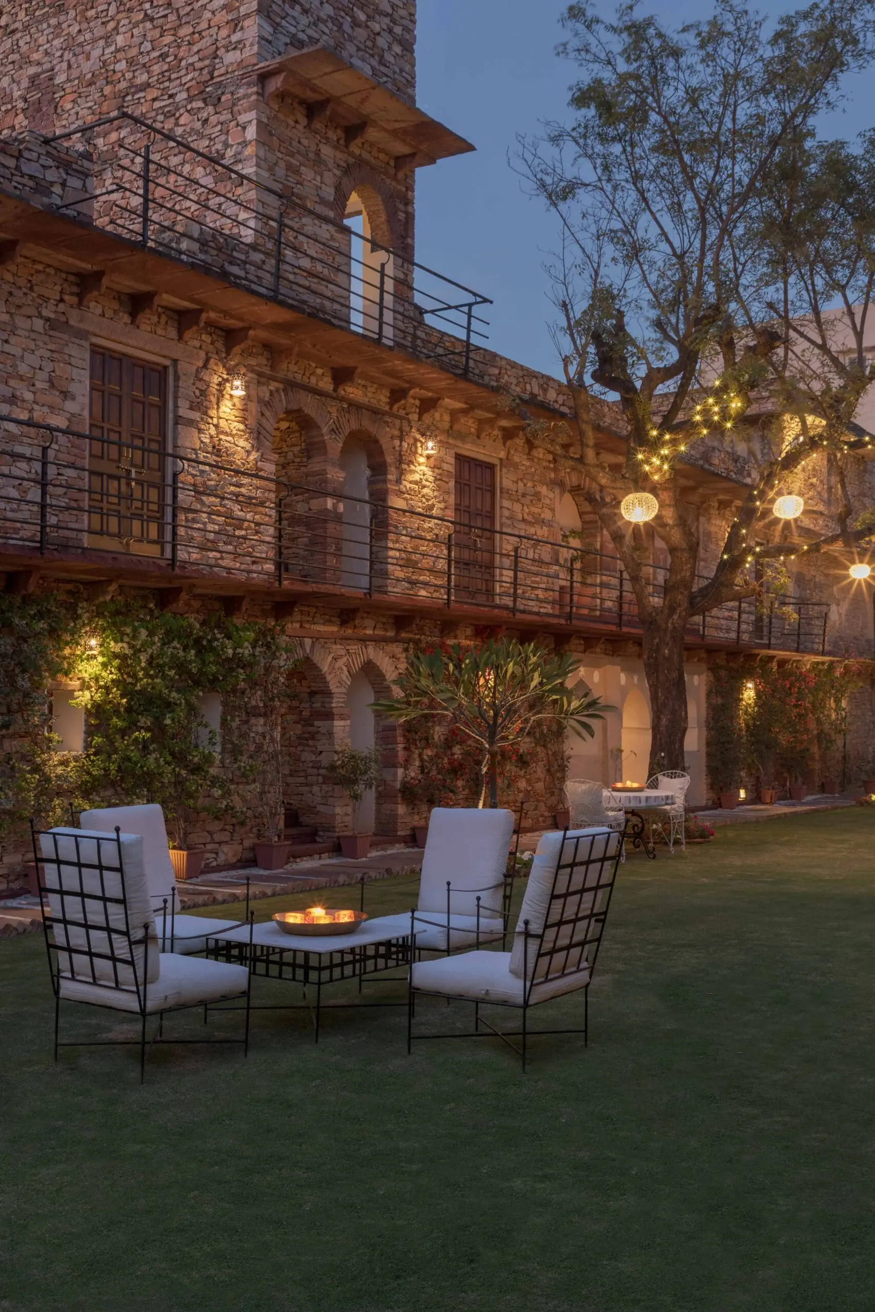 courtyard at night ramathra fort