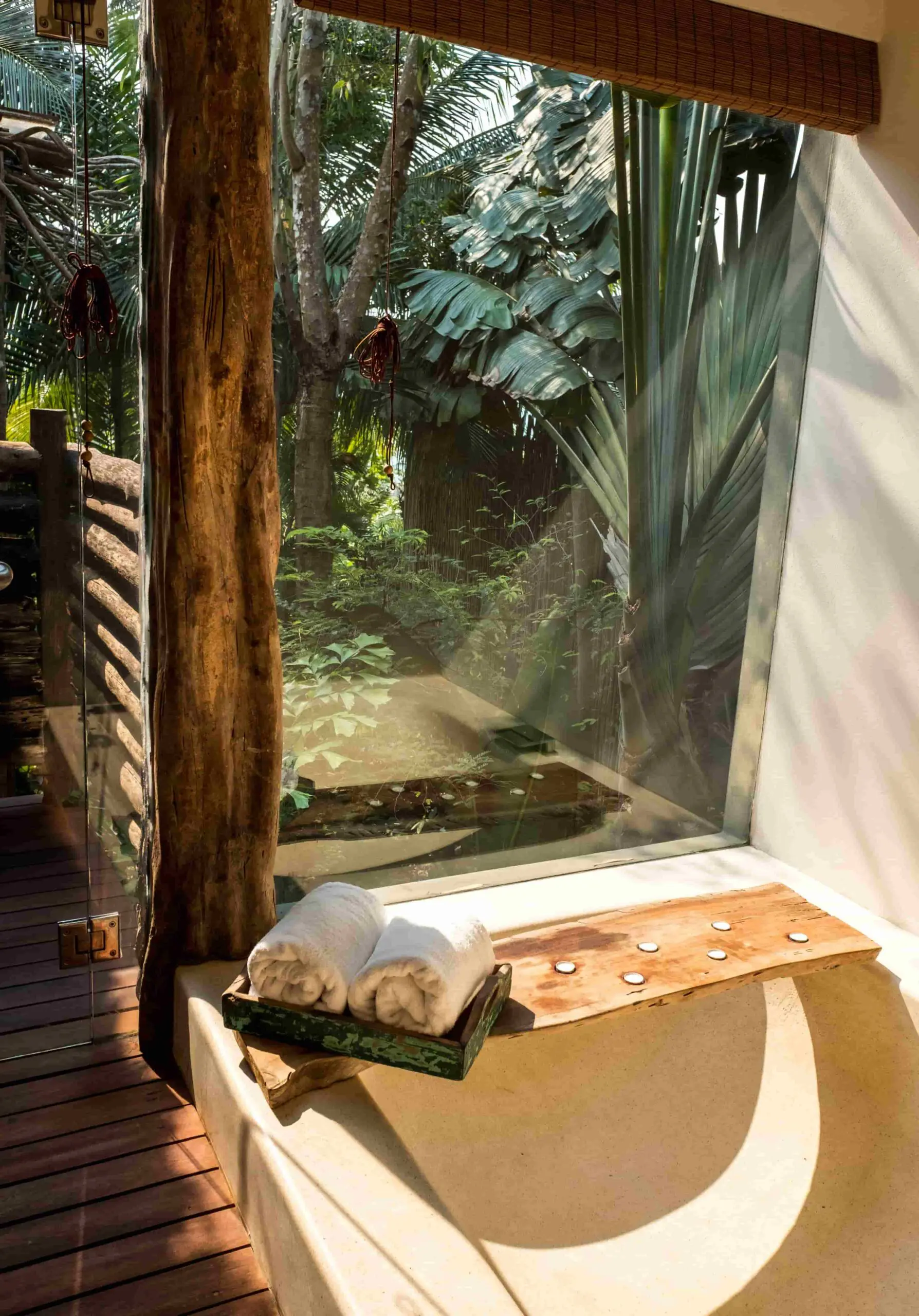 Outdoor jungle bathroom at Song Saa Private Island villa in Cambodia