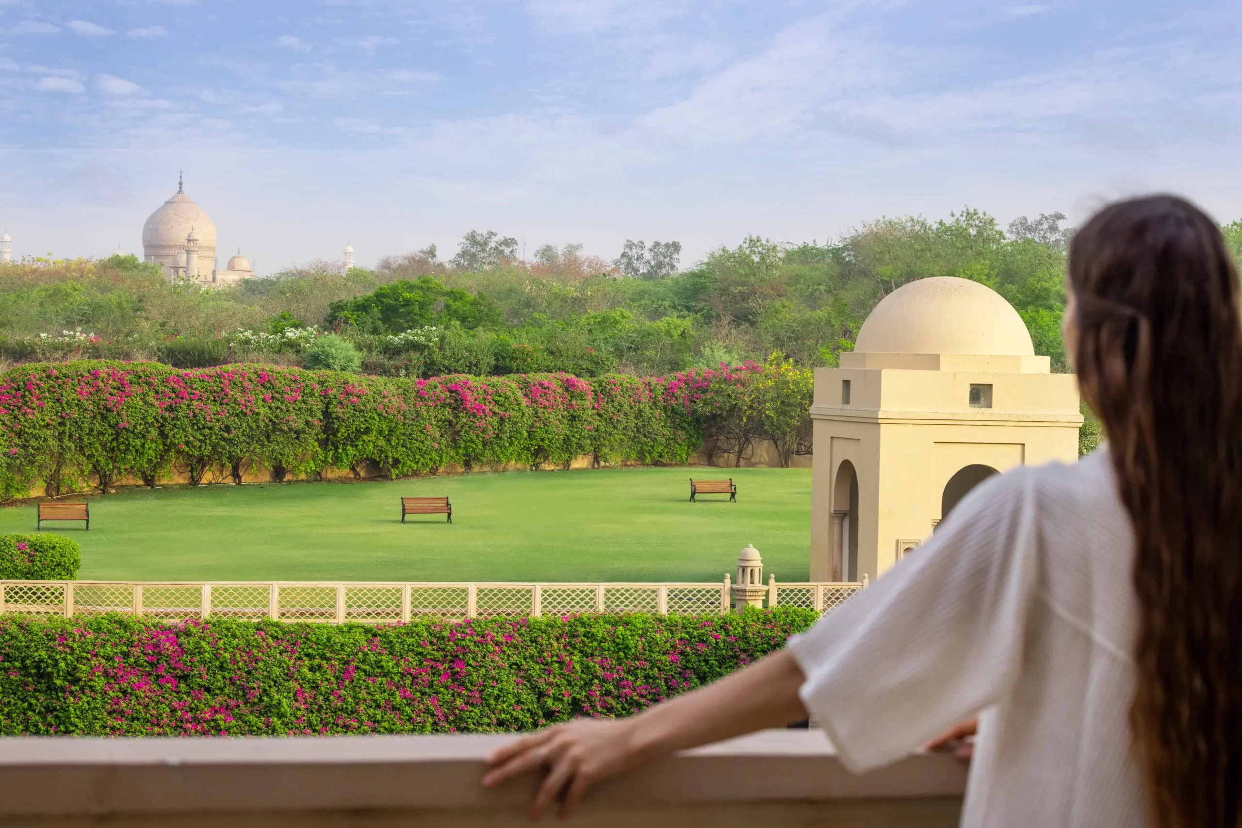 view of taj mahal from balcony the oberoi amarvilas