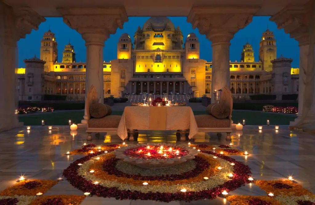 Candlelit dining at Umaid Bhawan Palace