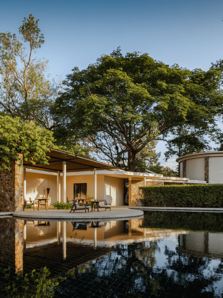 Exterior shot of Amansara with pool