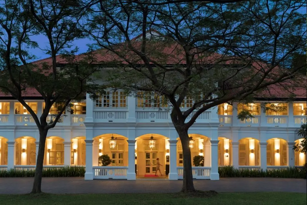 Colonial-style building at Capella Singapore hotel in Sentosa