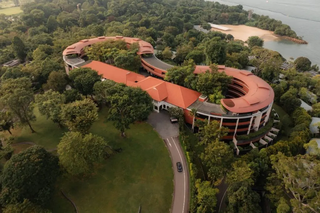 Aerial view of Capella Singapore resort on Sentosa Island