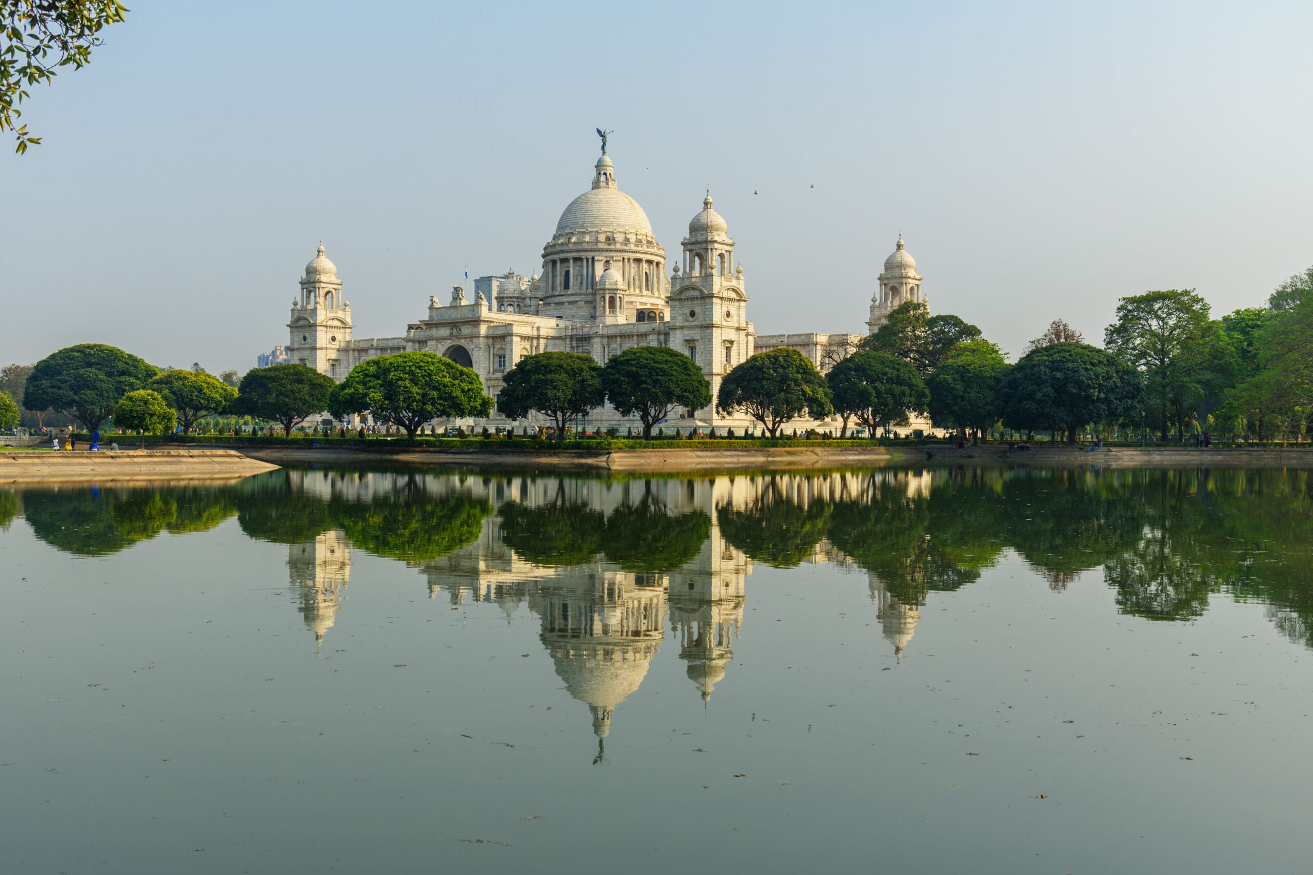 Victoria Memorial Hall and garden in Kolkata. India