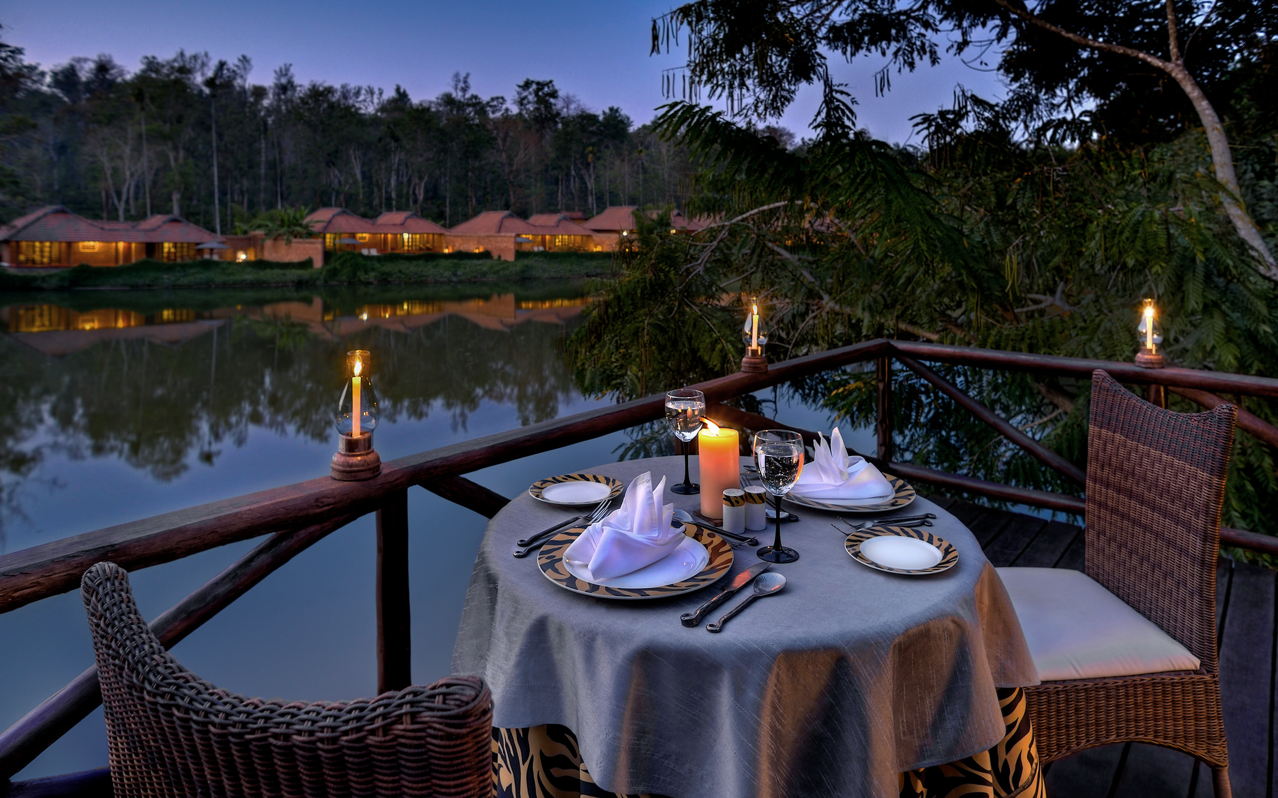 dining by river at evolve back coorg