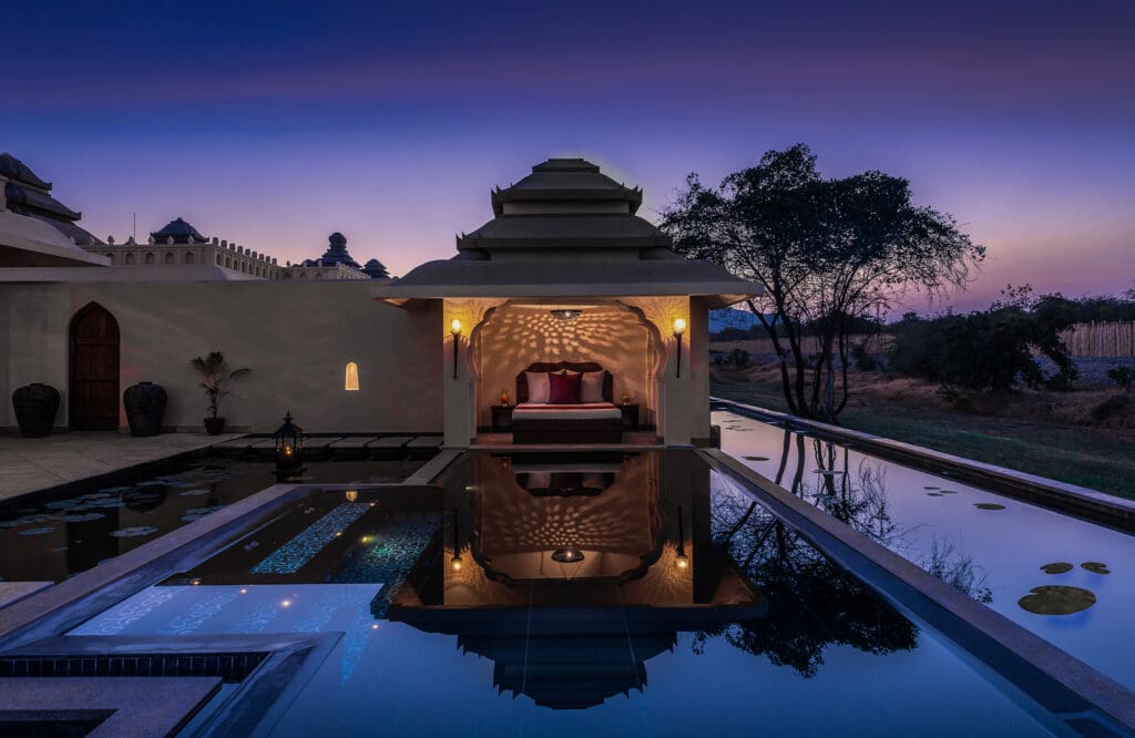 outdoor area at evolve back, hampi