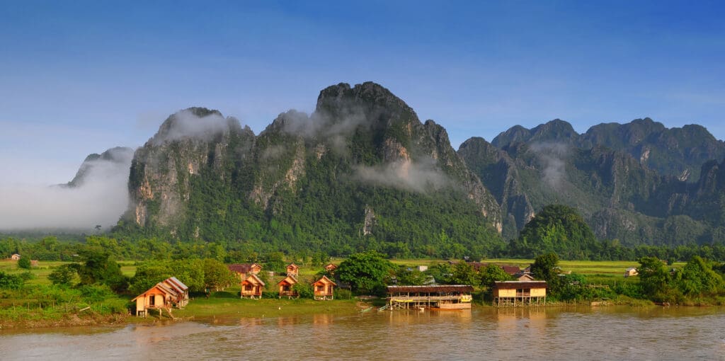 View of Vang Vieng, Laos