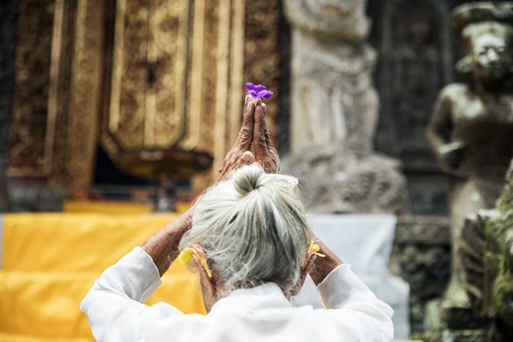 Lady at the temple indonesia