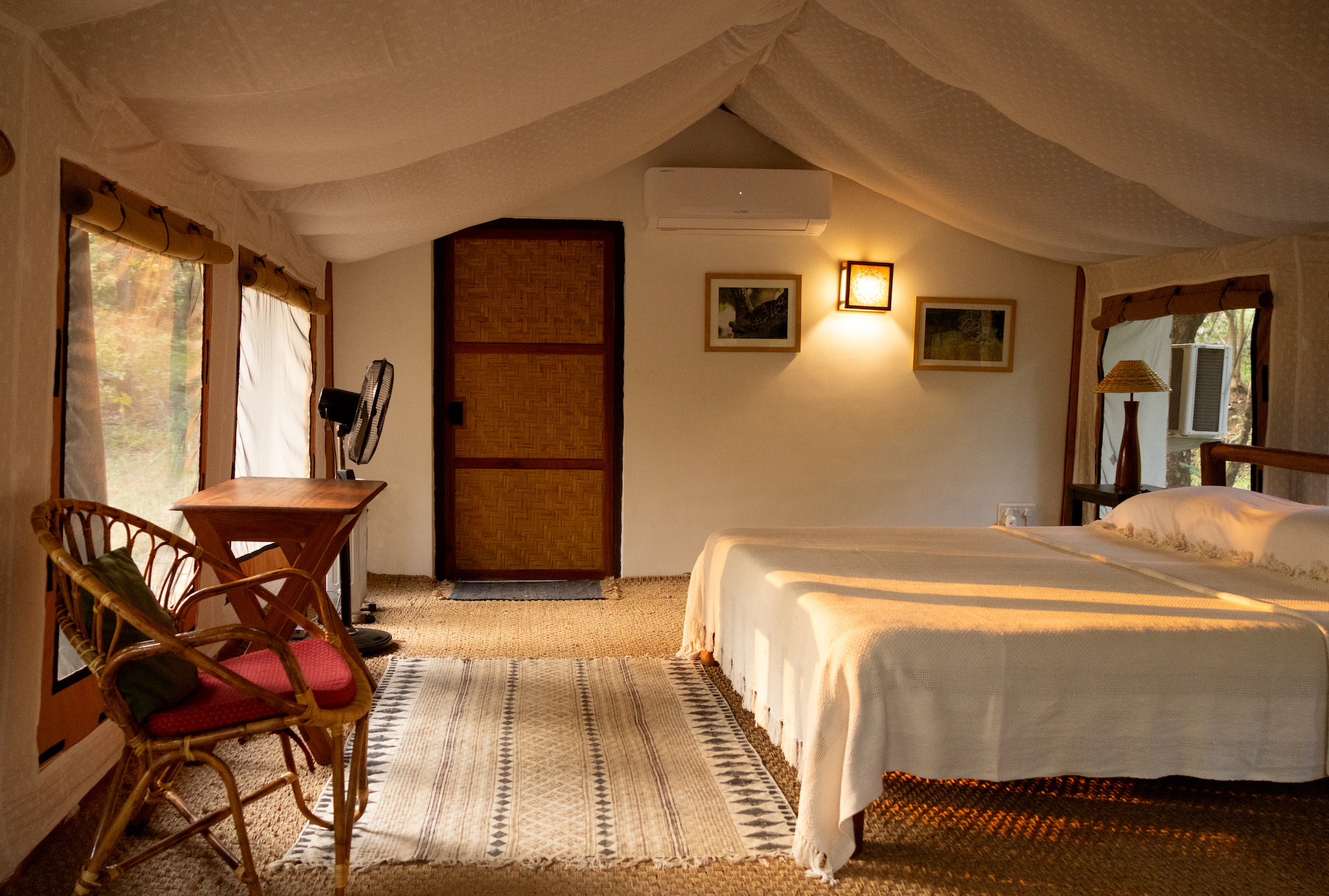 bedroom at shergarh tented camp