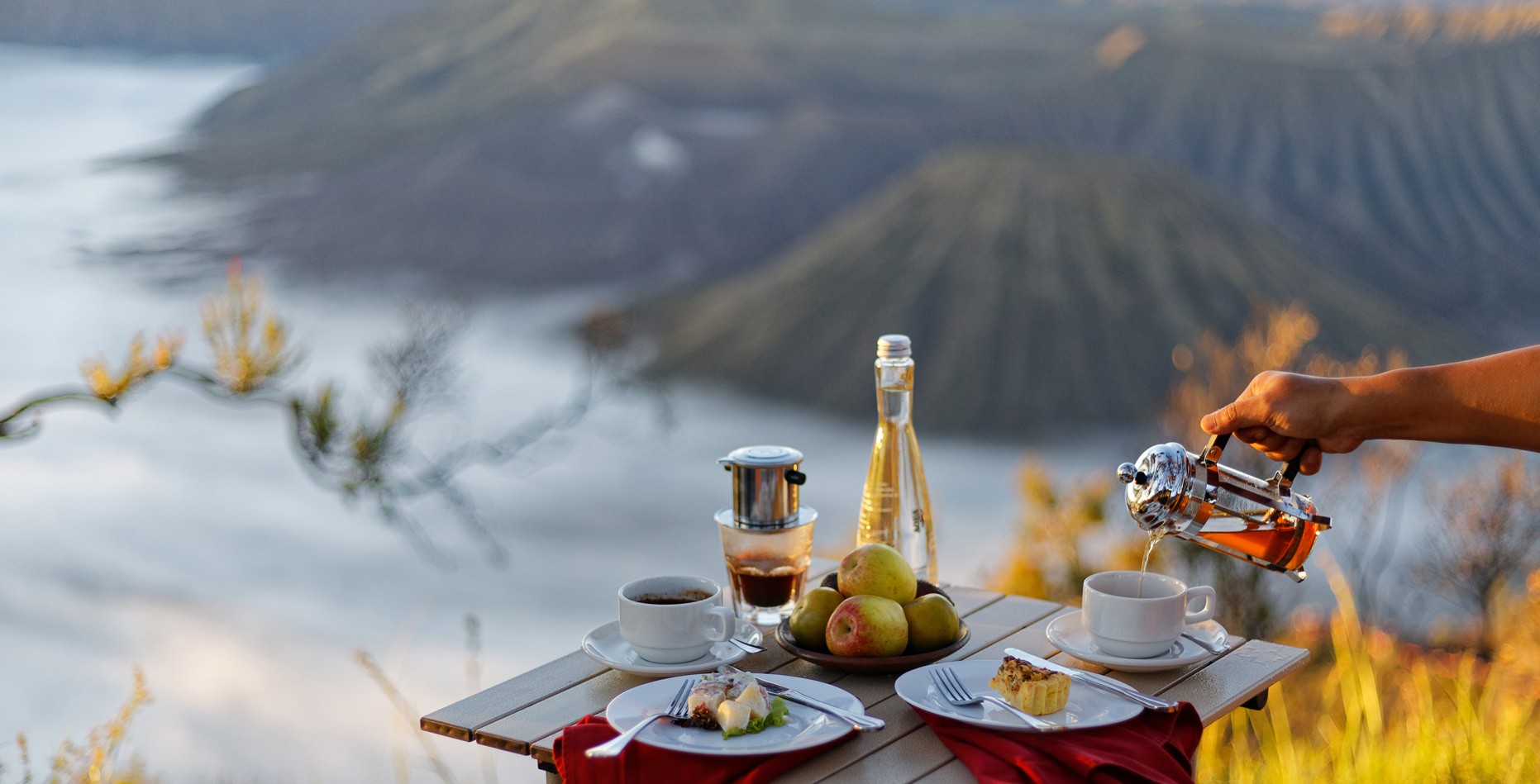 Sunrise breakfast at Mount Bromo Indonesia