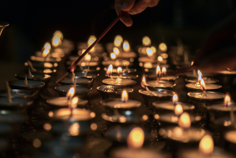 butter lamps at Six Senses Paro