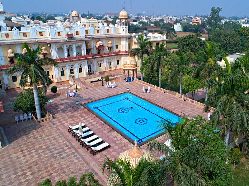 birdseye of pool at laxmi vilas palace