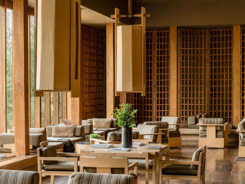 Indoor dining area at Amankora Paro in Bhutan