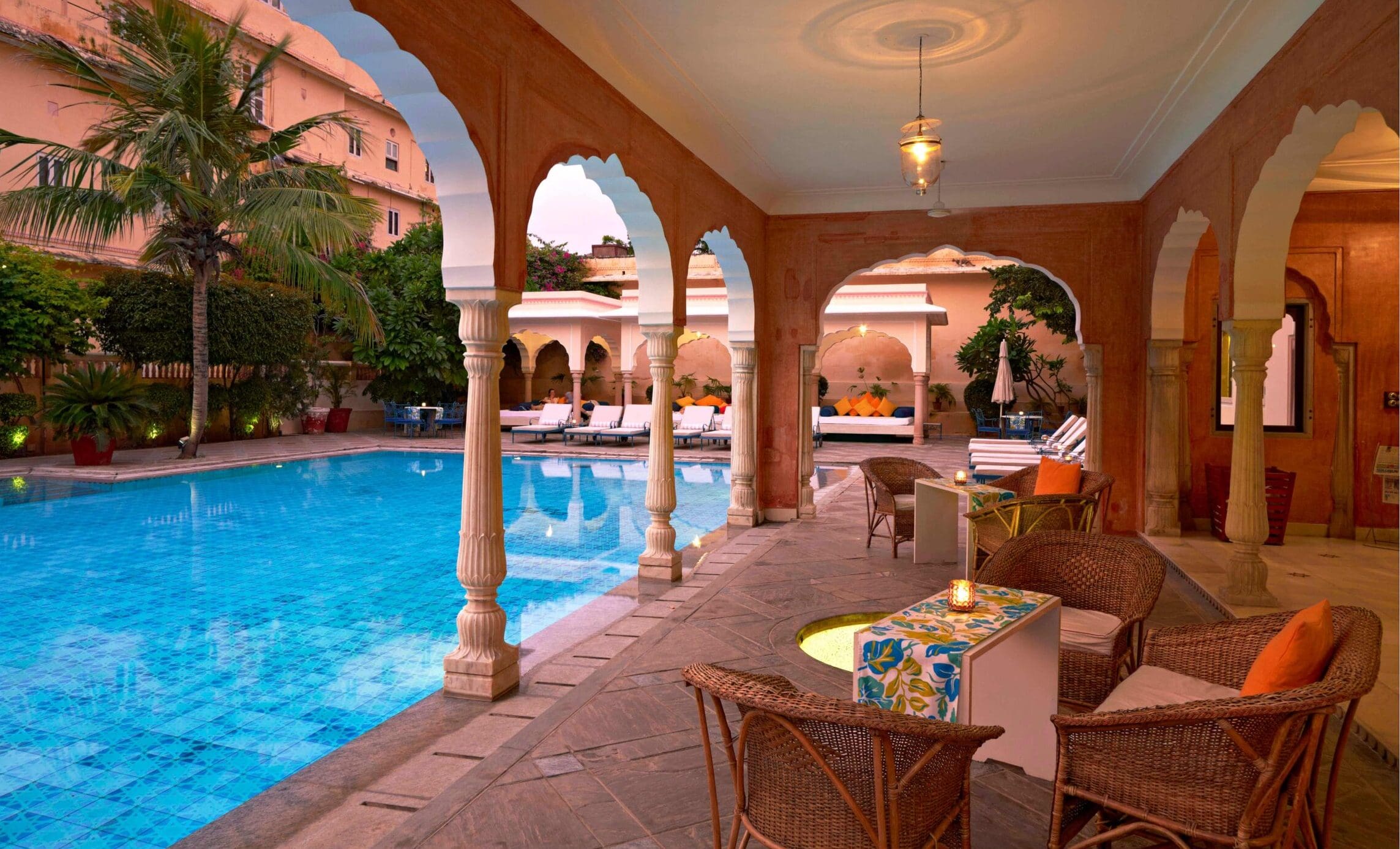 courtyard pool at samode haveli