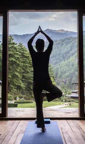 yoga at Zhiwa Ling Heritage Paro