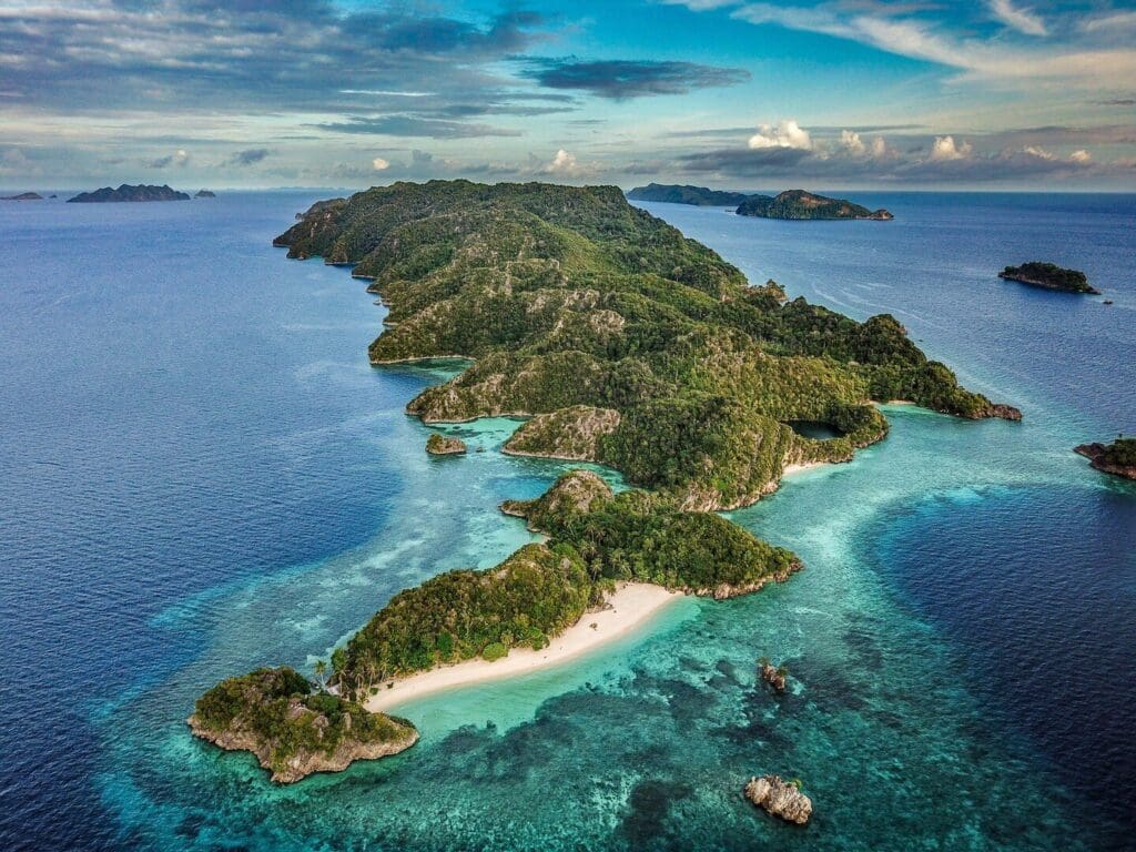 Misool eco resort from above in Raja Ampat