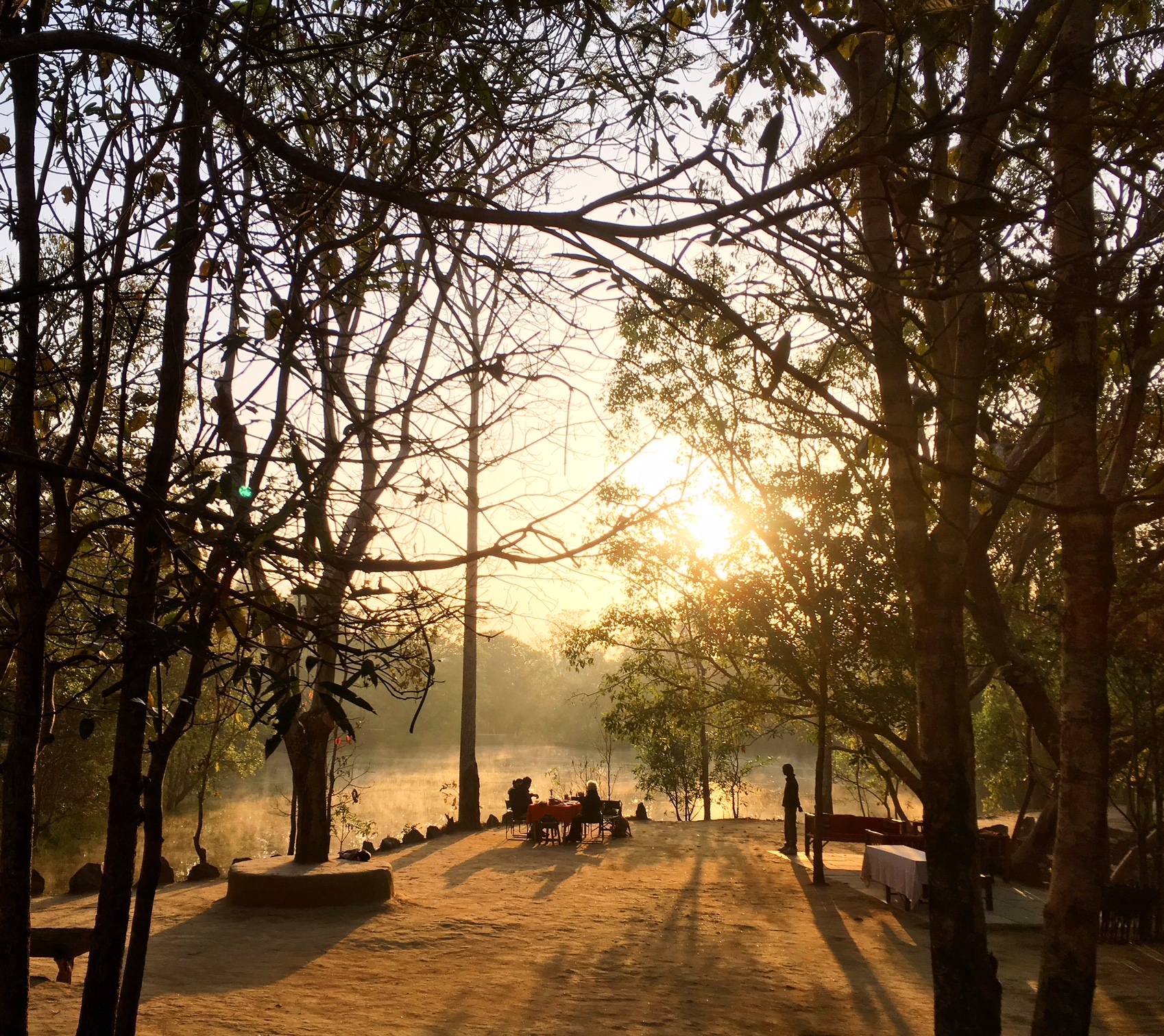 sunrise breakfast at shergarh tented camp